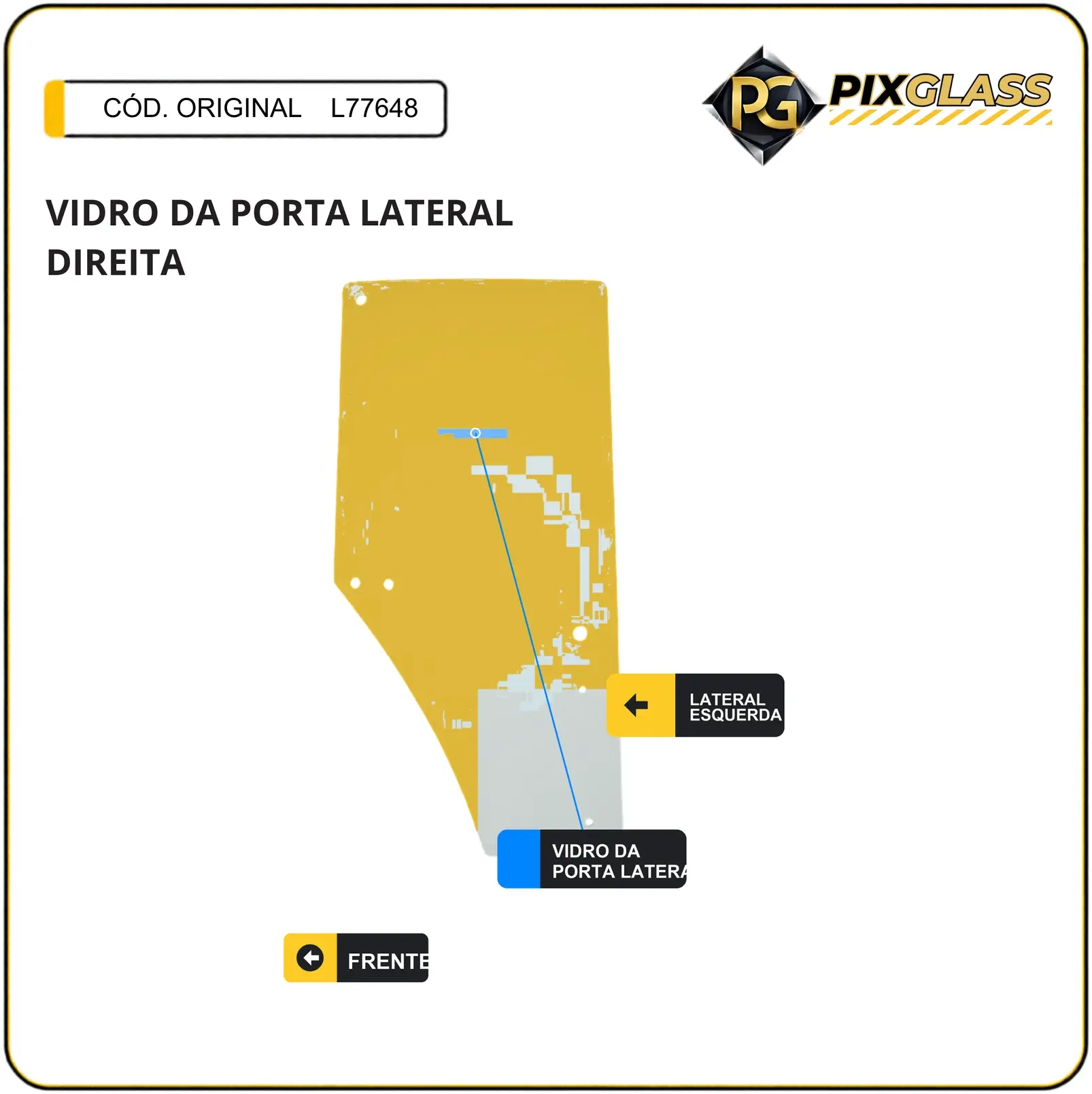 Vidro DA Porta Lateral Direita