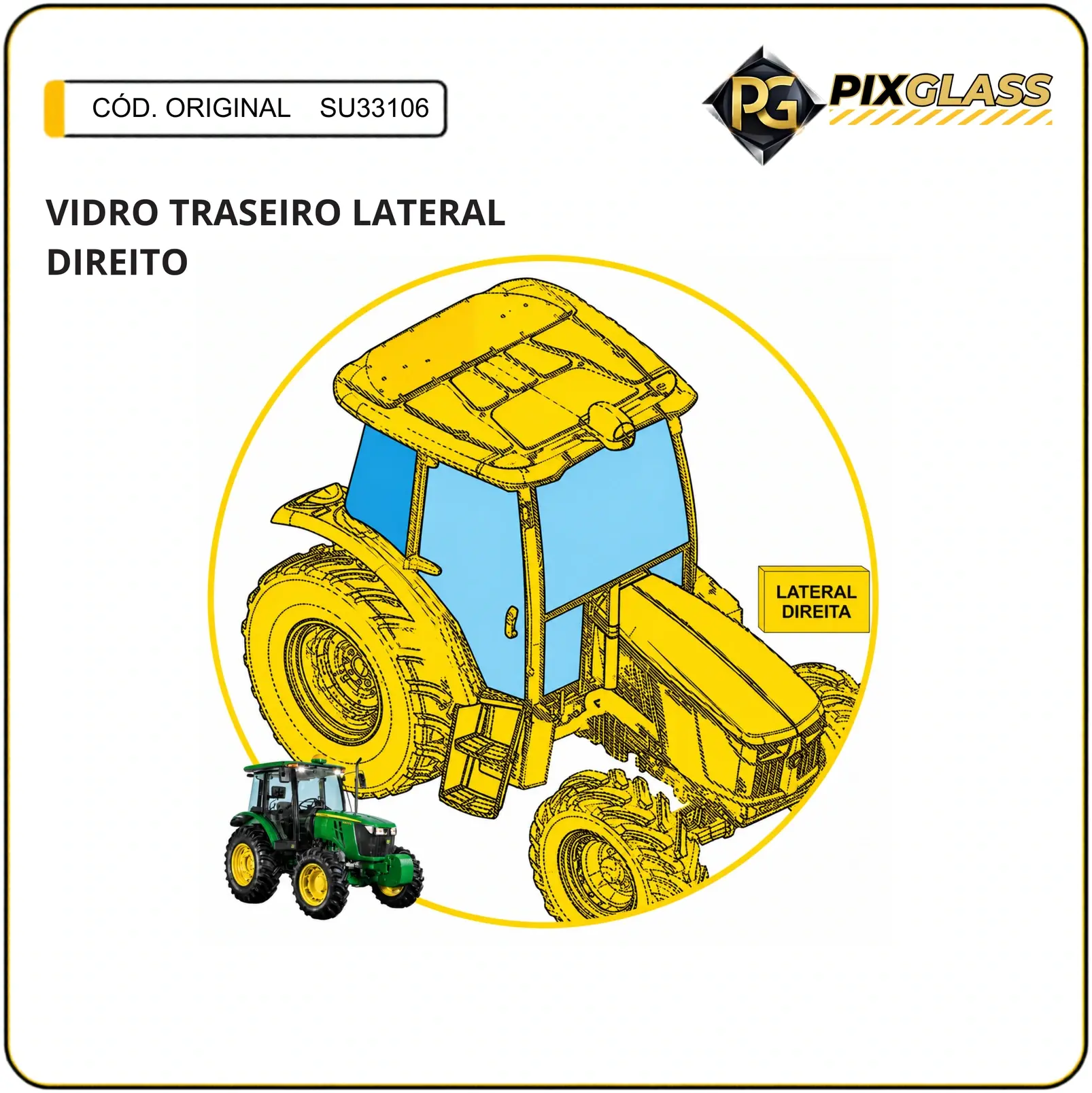 Vidro Traseiro Lateral Direito