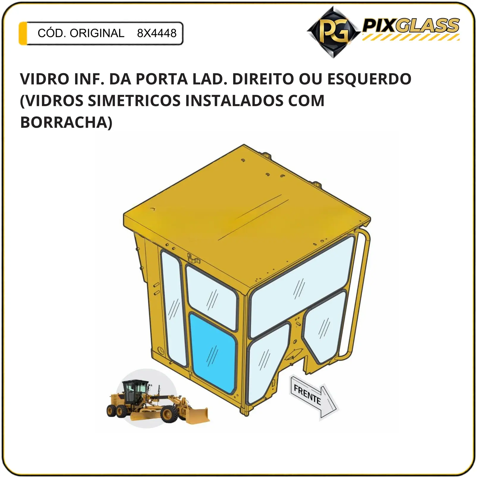 Vidro Inf. DA Porta Lad. Direito OU Esquerdo (vidros Simetricos Instalados COM Borracha)