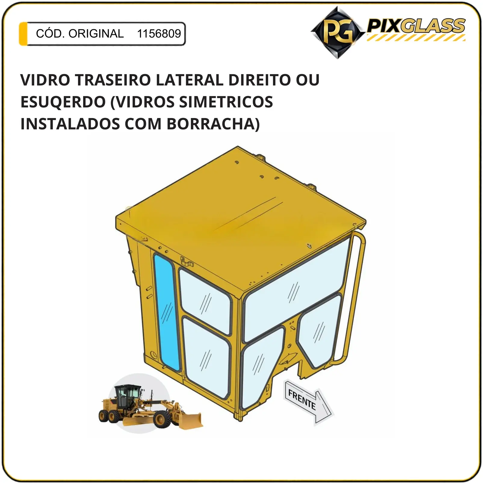 Vidro Traseiro Lateral Direito OU Esuqerdo (vidros Simetricos Instalados COM Borracha)