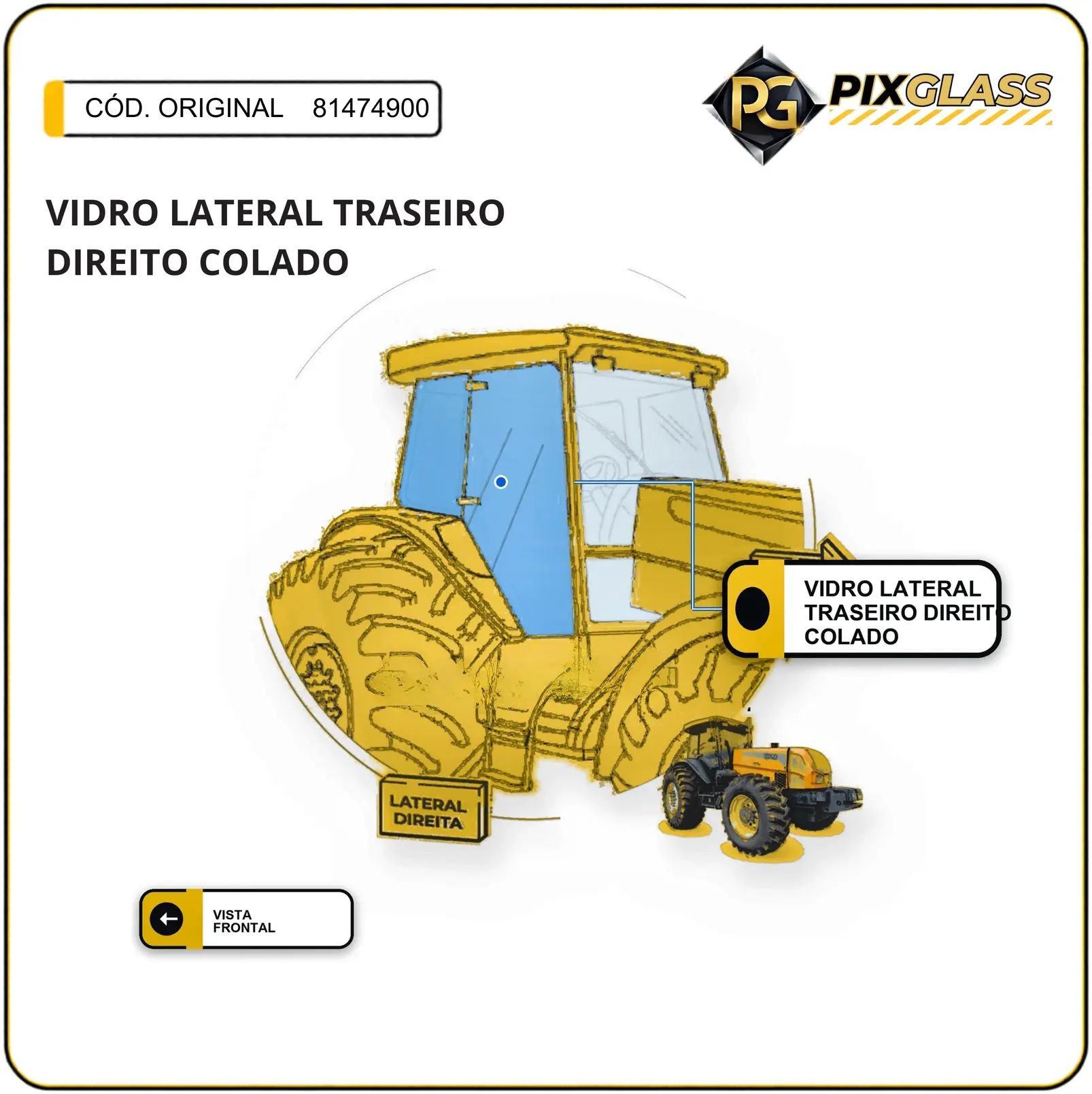 Vidro Lateral Traseiro Direito Colado