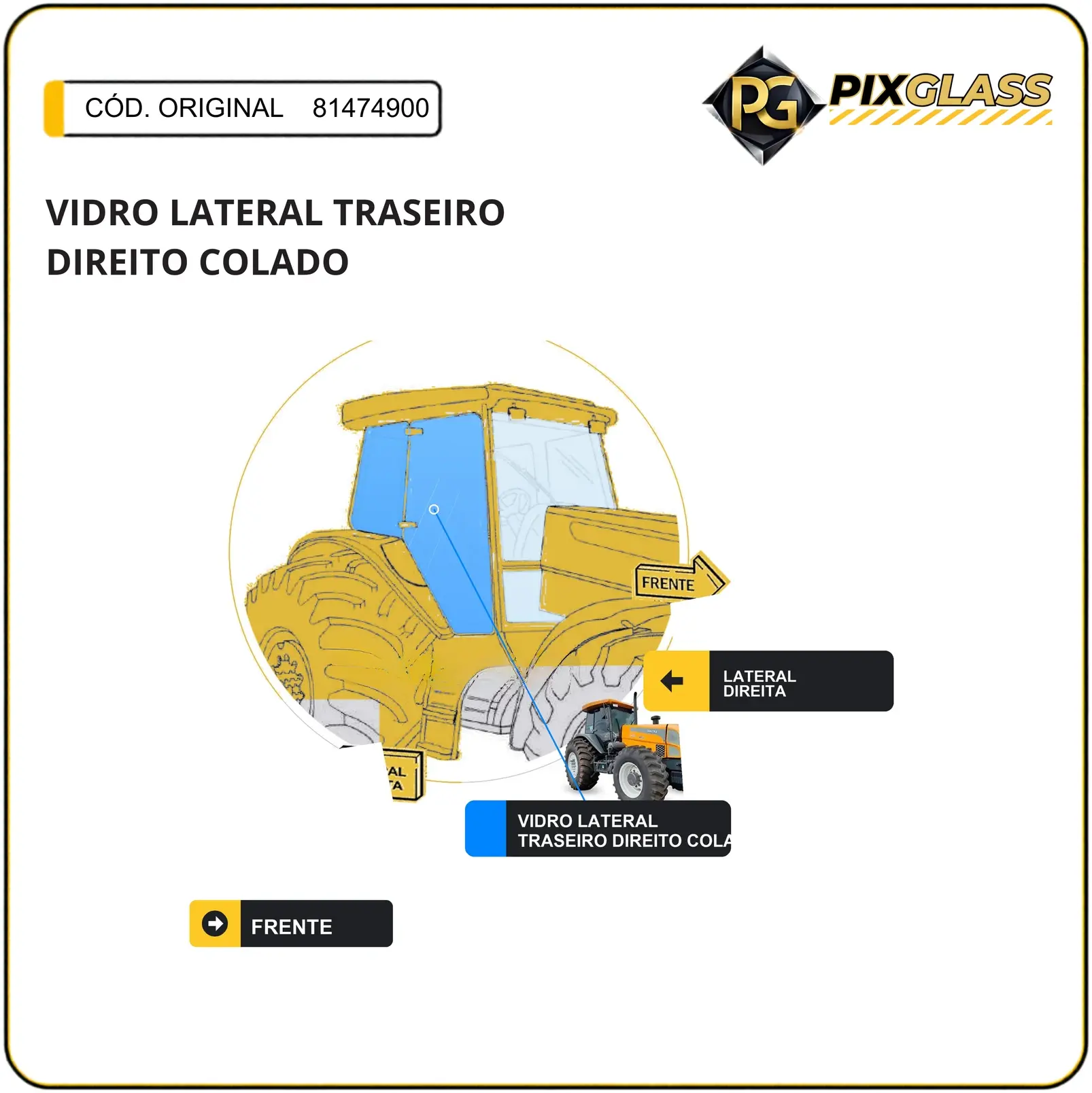 Vidro Lateral Traseiro Direito Colado